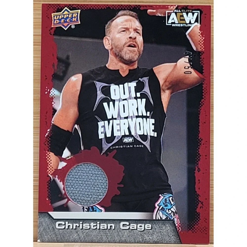 2022 UPPER DECK‎ AEW CHRISTIAN CAGE  MAT RED RELIC #D/50